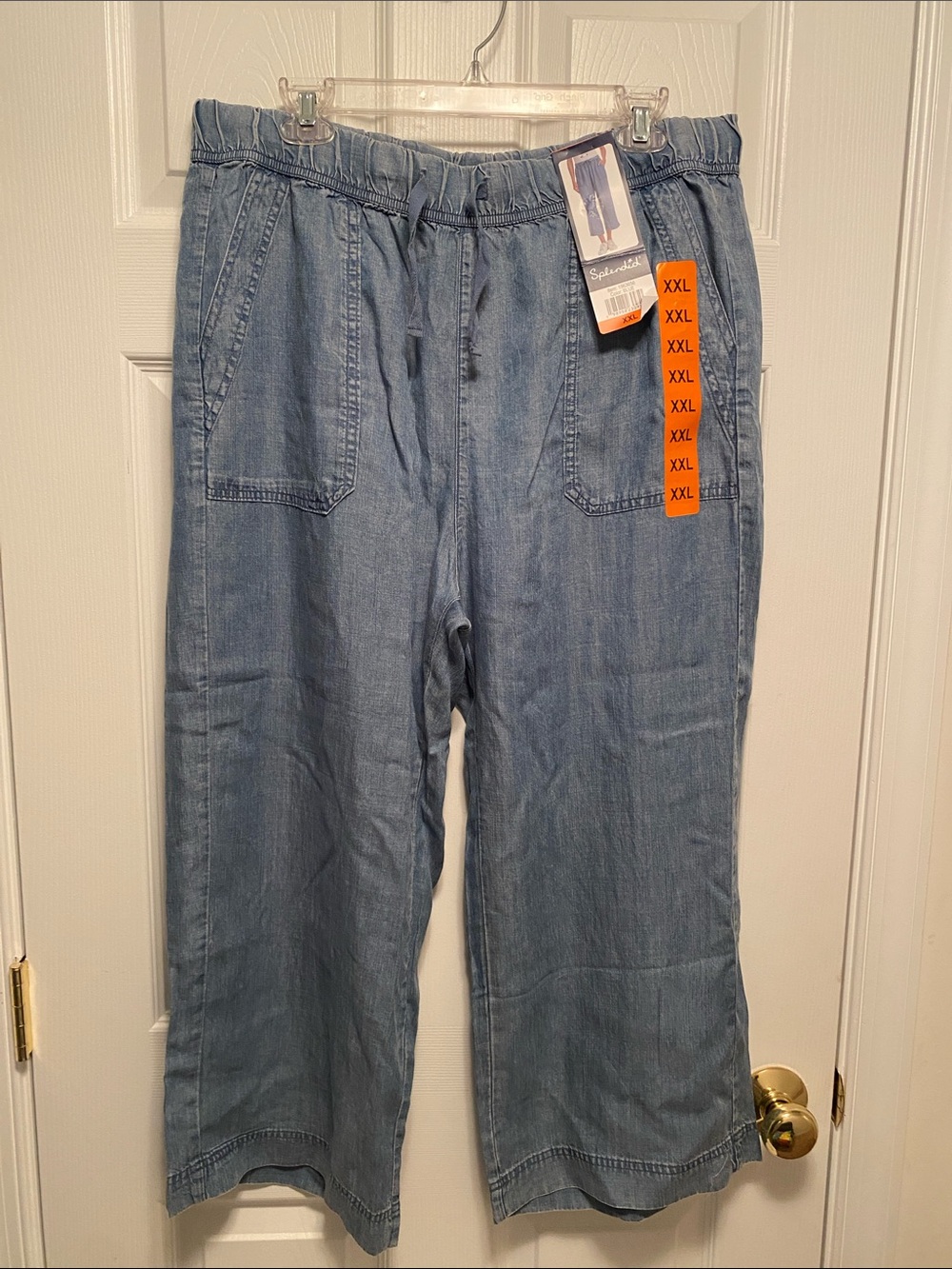 Splendid Light Blue Wide Leg Pull-On Cropped Pants…size XXL